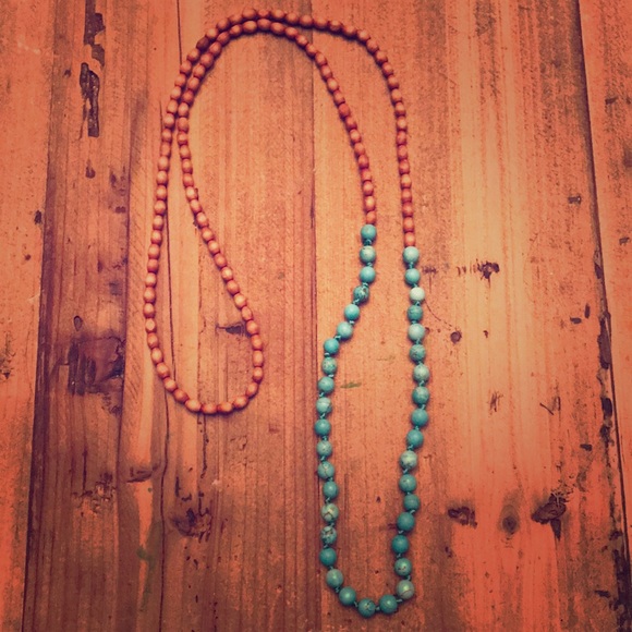 Jewelry - Wood/turquoise bead necklace Jewelry - Wood/turquoise bead necklace
